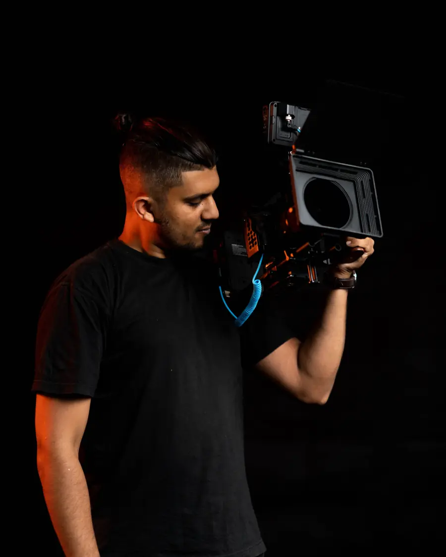 Indie Crate camera operator with a cinema camera rig